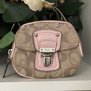 COACH Poppy Signature Metallic Coin Purse Wallet 47017